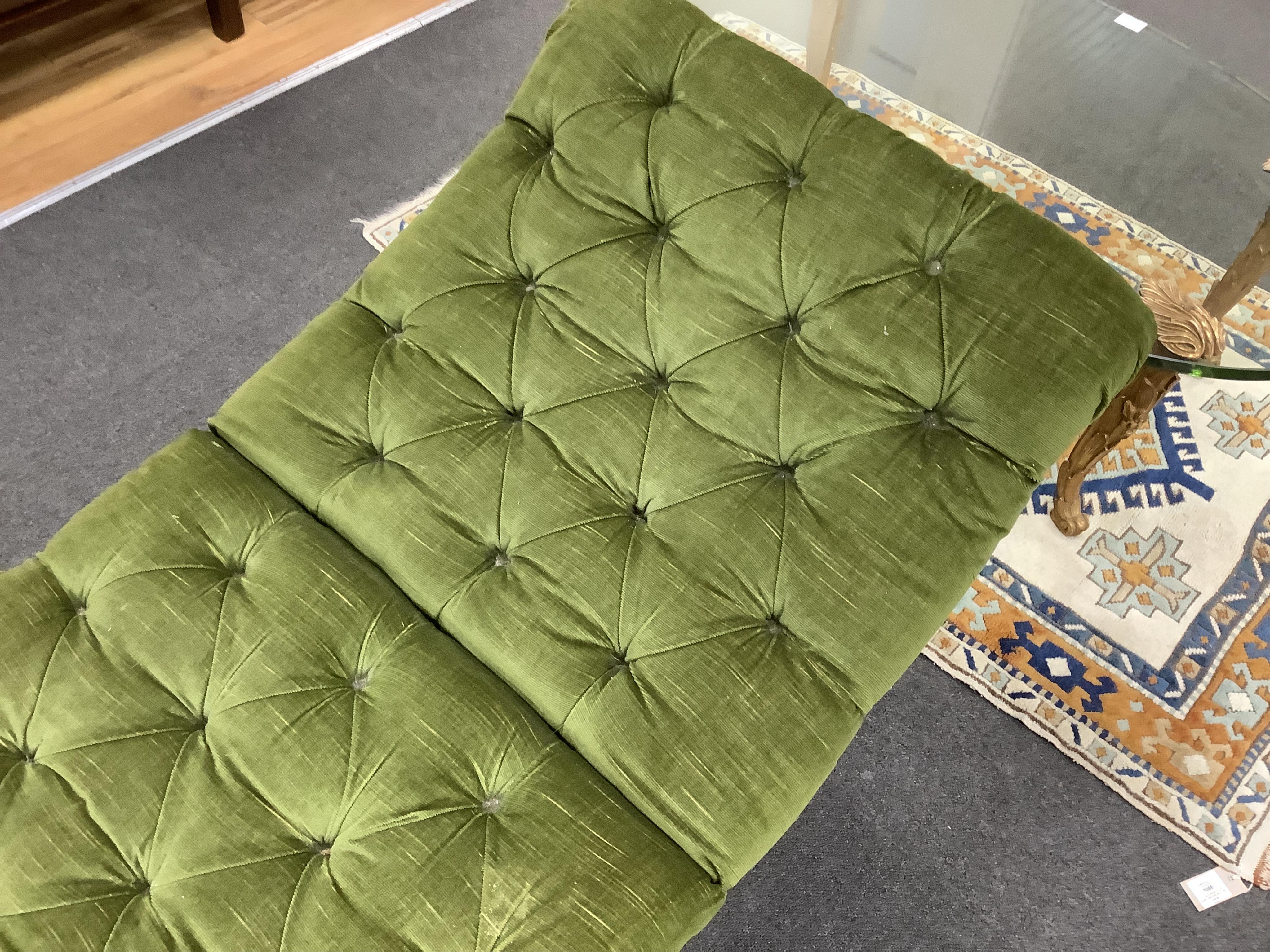 A Victorian mahogany campaign day bed, width 186cm, depth 62cm, height 48cm